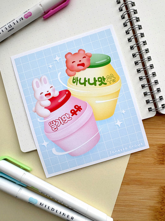 Strawberry & Banana Milk Art Print