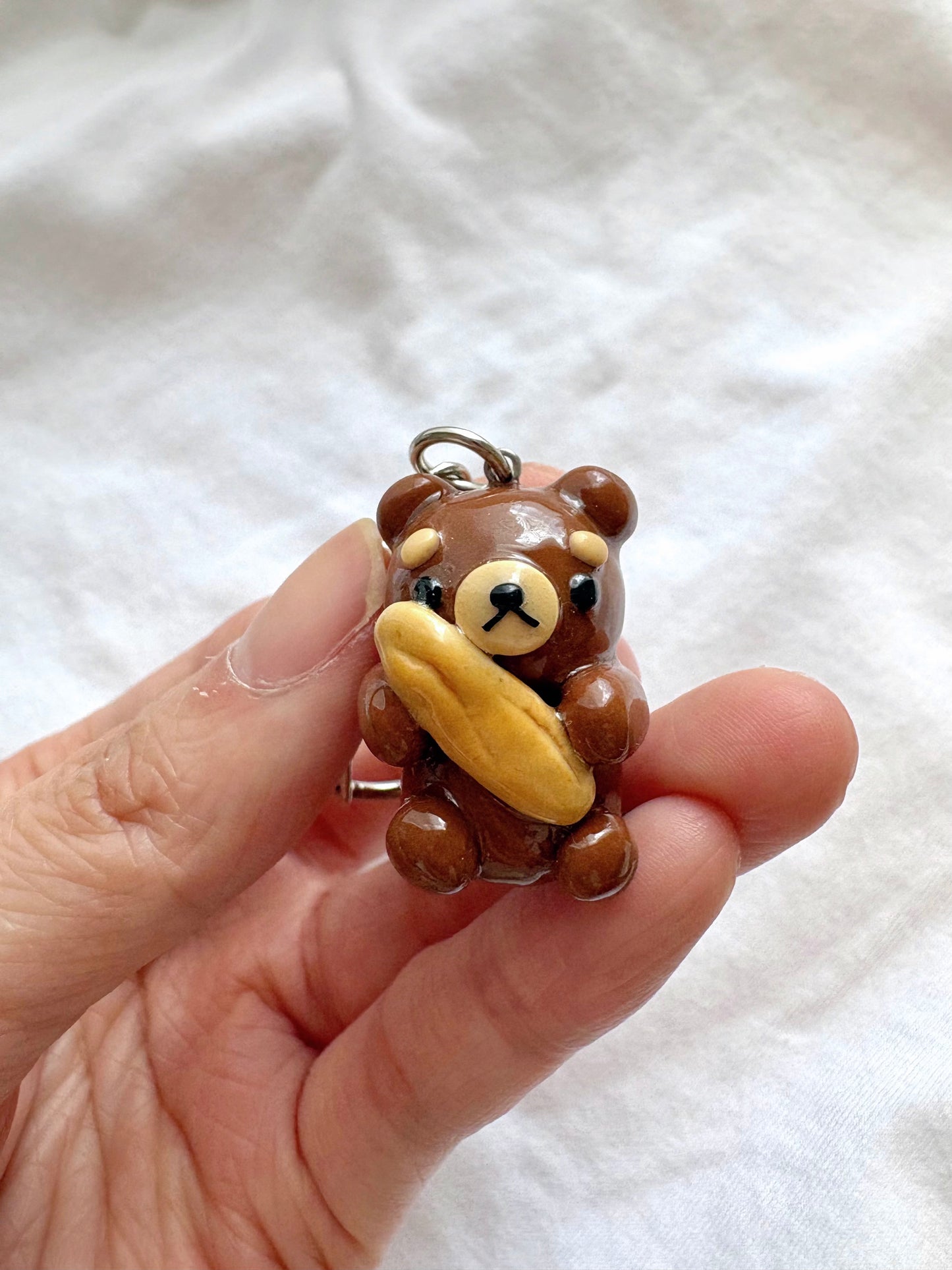 Bear & Baguette Clay Keychain
