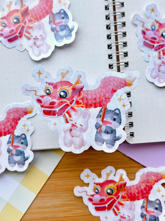 Lunar New Year Dragon Dance Vinyl Sticker