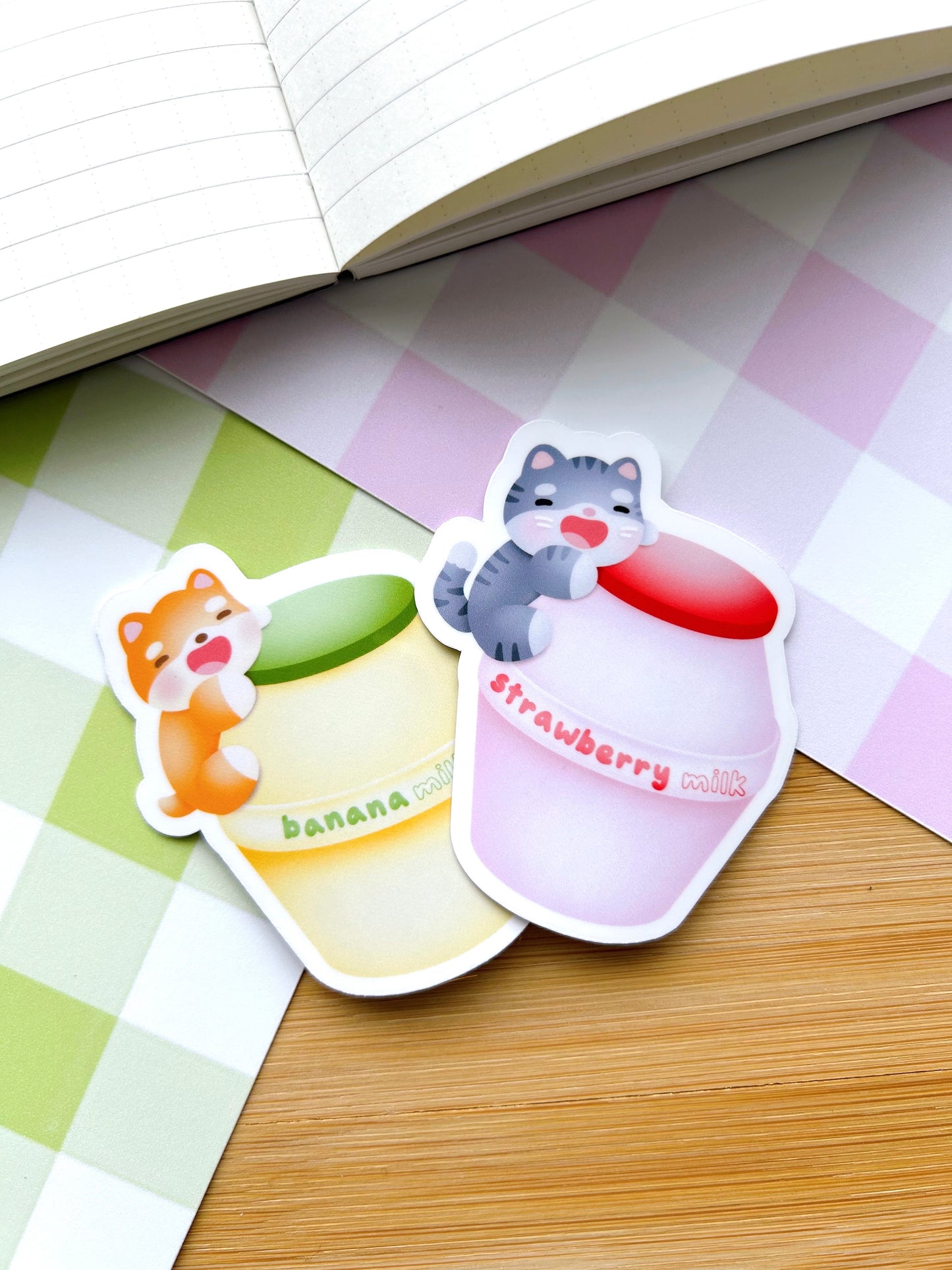 Strawberry Milk & Banana Milk Vinyl Stickers
