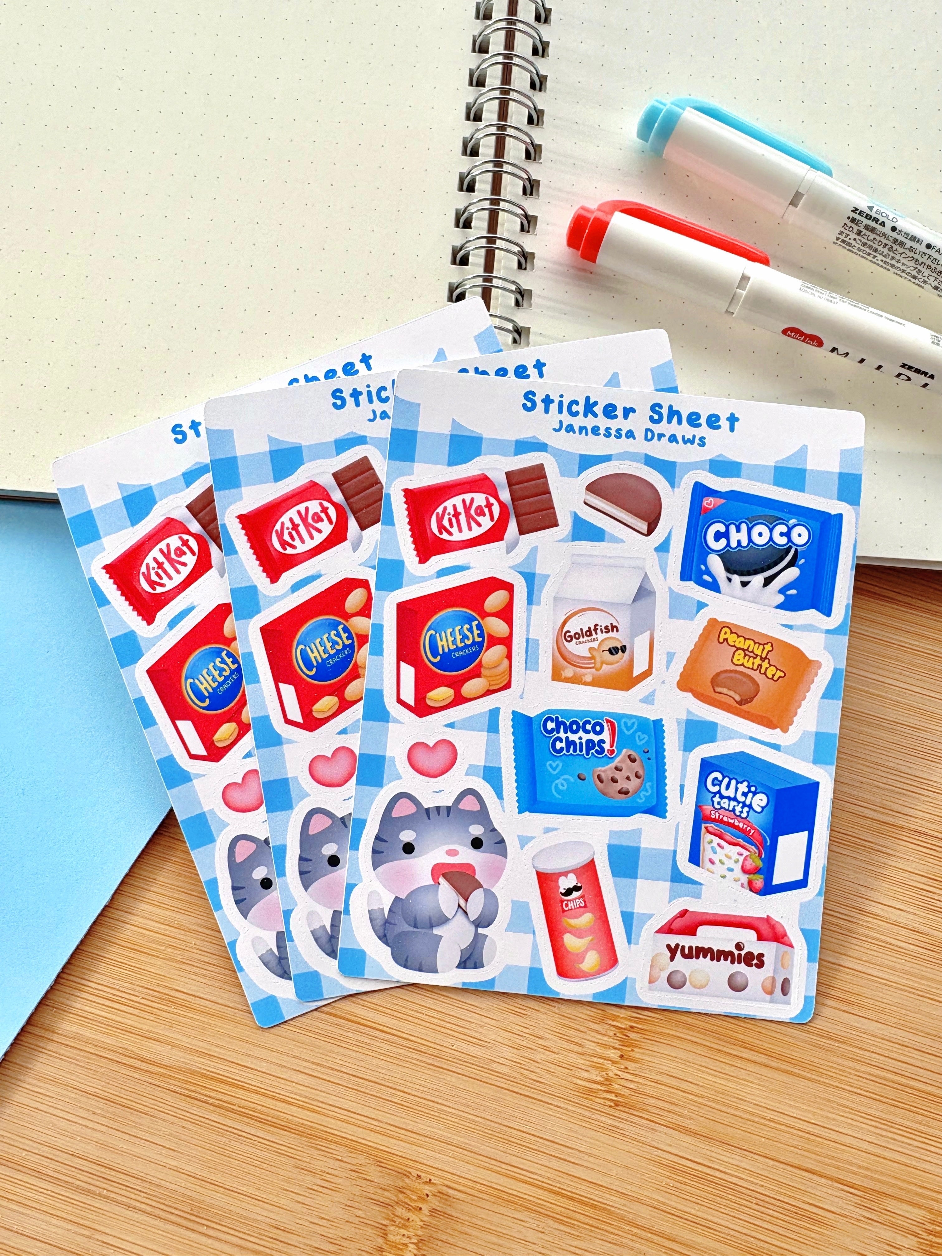 Snack Sticker Sheet Nostalgic Snacks Sticker Sheet – Janessa Draws