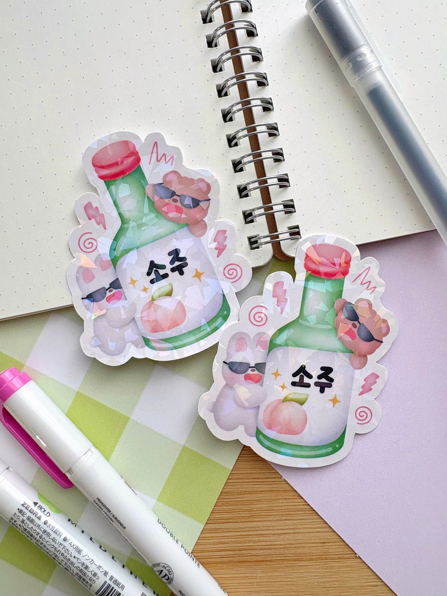 Soju Bear & Bunny Vinyl Sticker