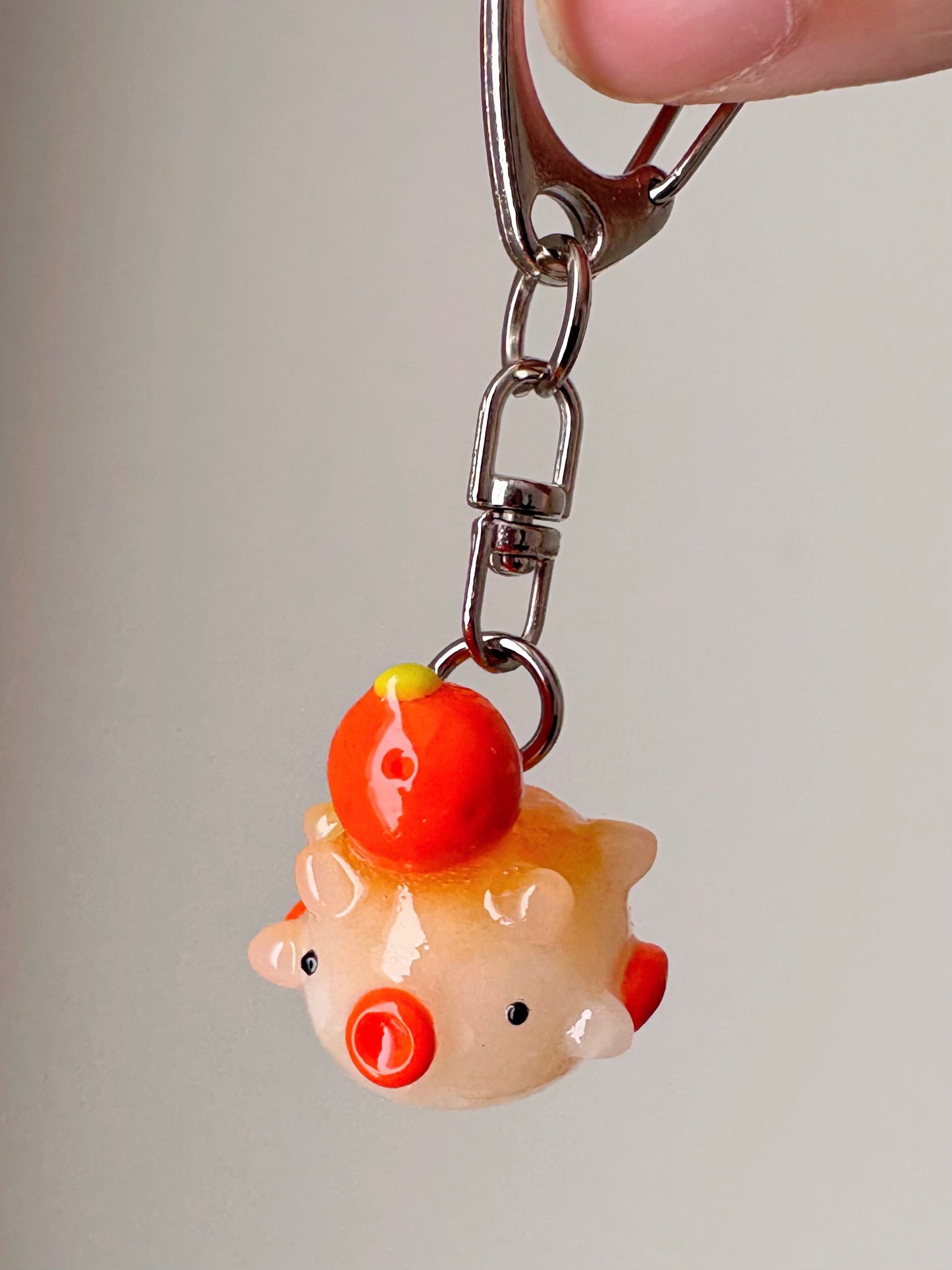Orange Pufferfish Clay Keychain