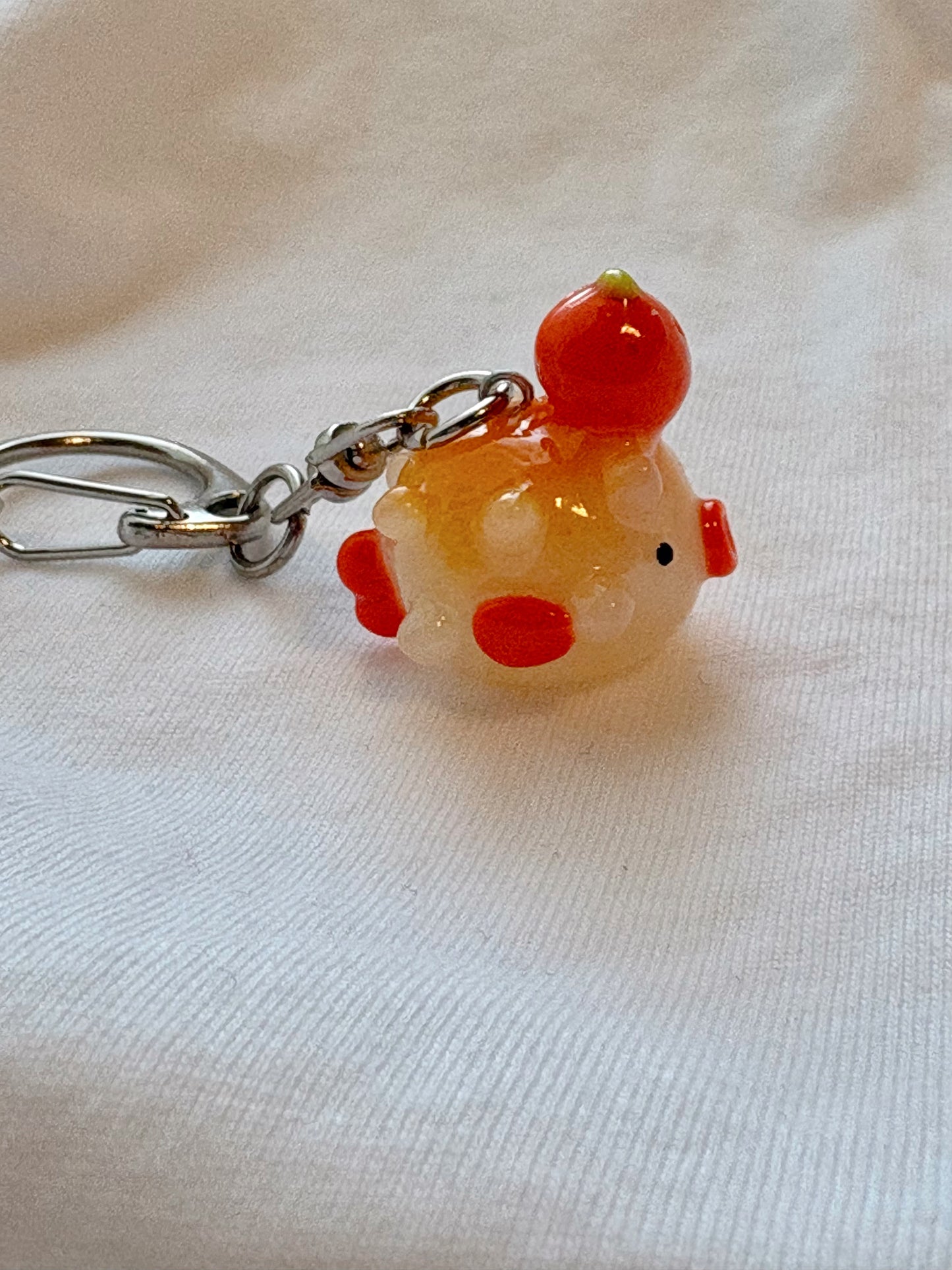 Orange Pufferfish Clay Keychain
