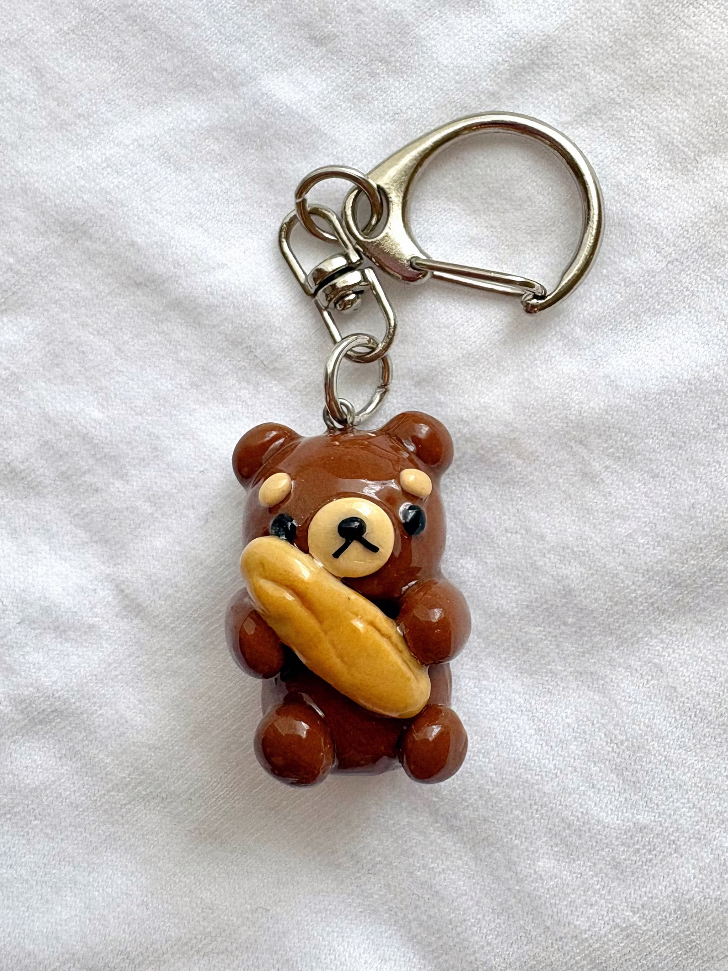 Bear & Baguette Clay Keychain