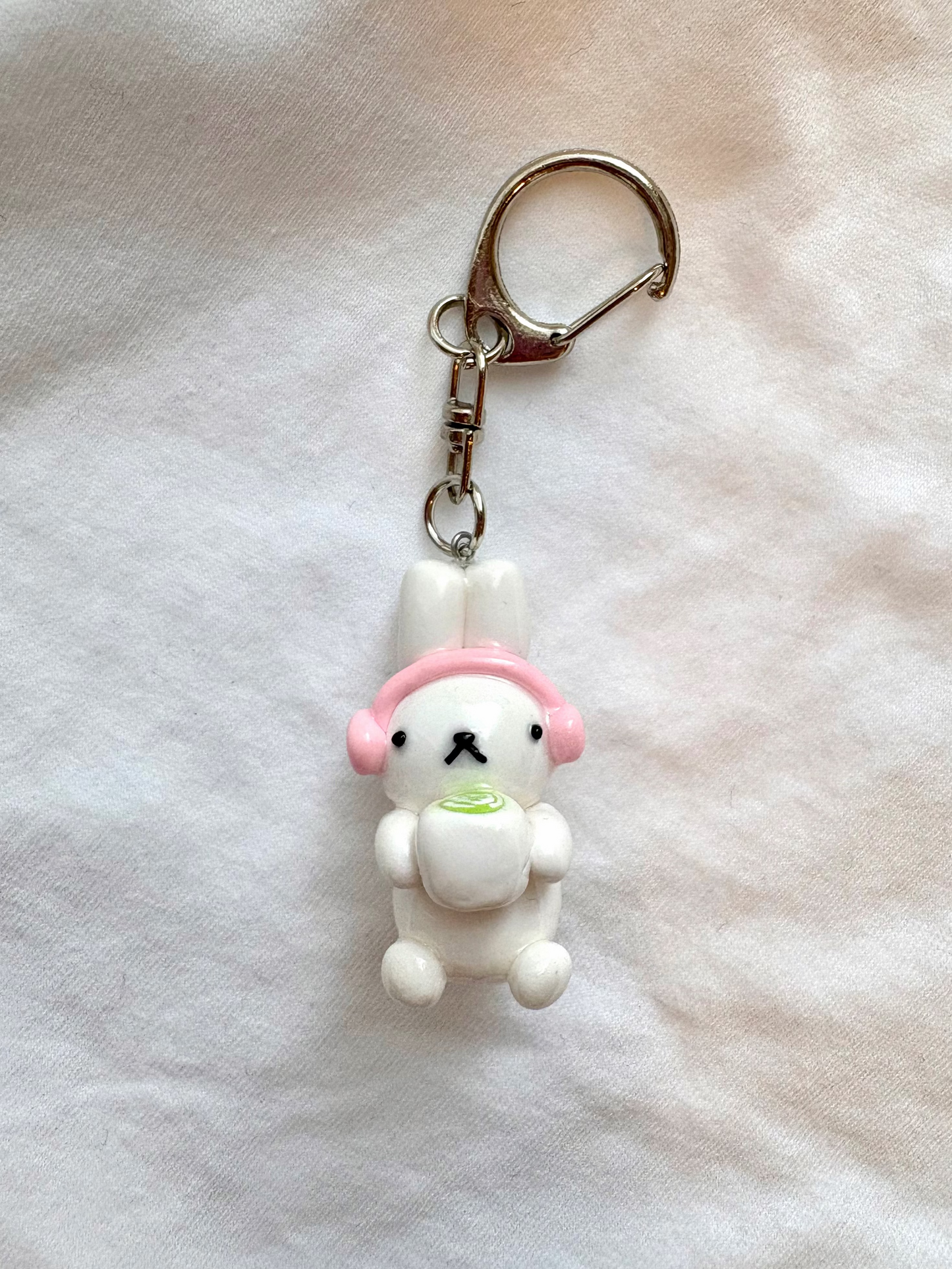 Matcha Bunny Clay Keychain