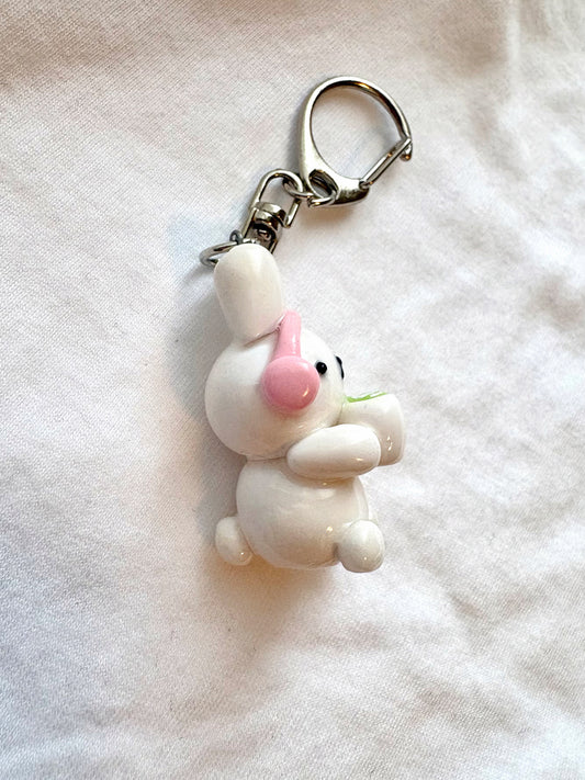 Matcha Bunny Clay Keychain