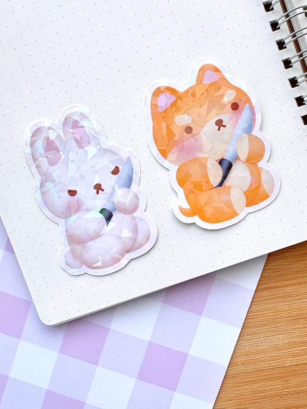 Knife Bunny & Shibe Vinyl Stickers