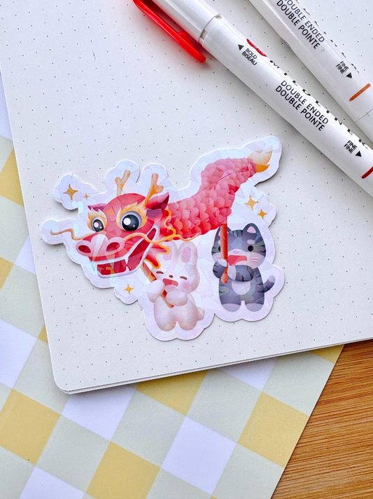 Lunar New Year Dragon Dance Vinyl Sticker